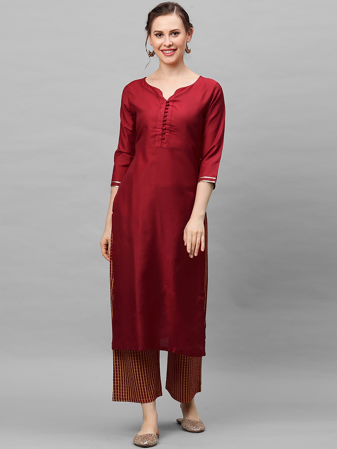 

Indo Era Women Maroon Thread Work Kurta