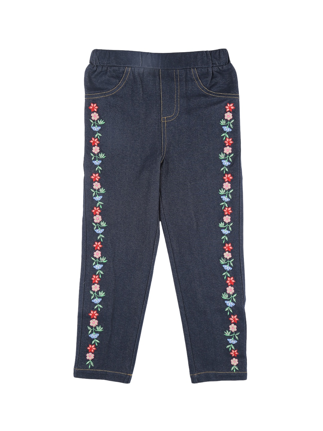 

Nauti Nati Girls Teal Blue Denim Jeggings With Embroidered Detail