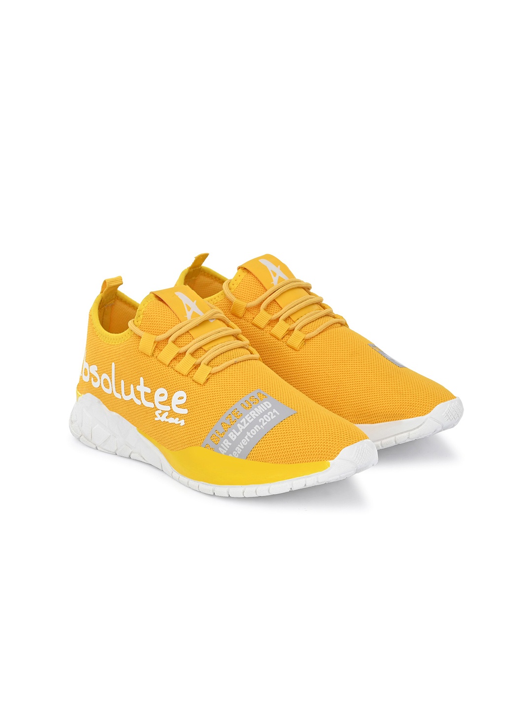 

Absolutee Shoes Men Yellow Mesh Running Shoes