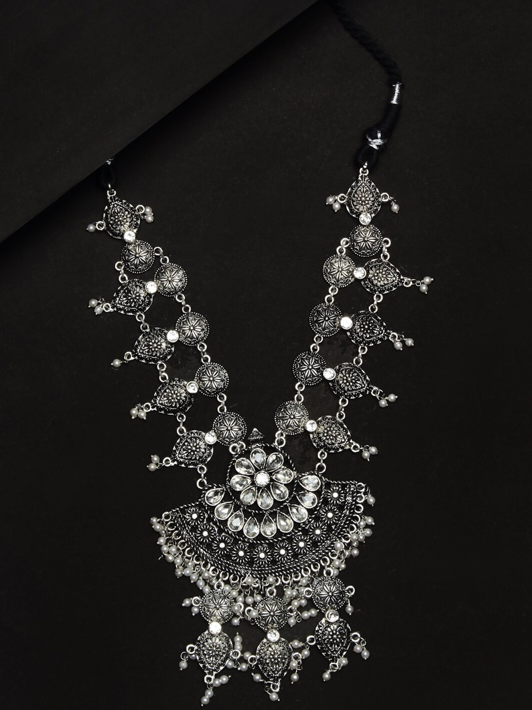 

NEUDIS Silver-Toned & White Alloy Rhodium-Plated Tribal Necklace
