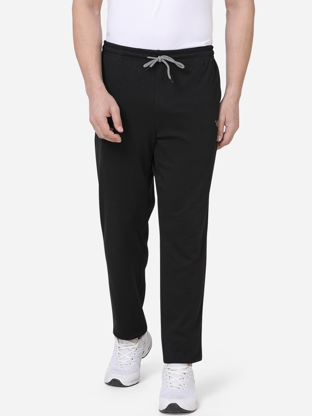 

VS by Sehwag Men Black Solid Interlock Straight-Fit Dry-Fit Track Pants