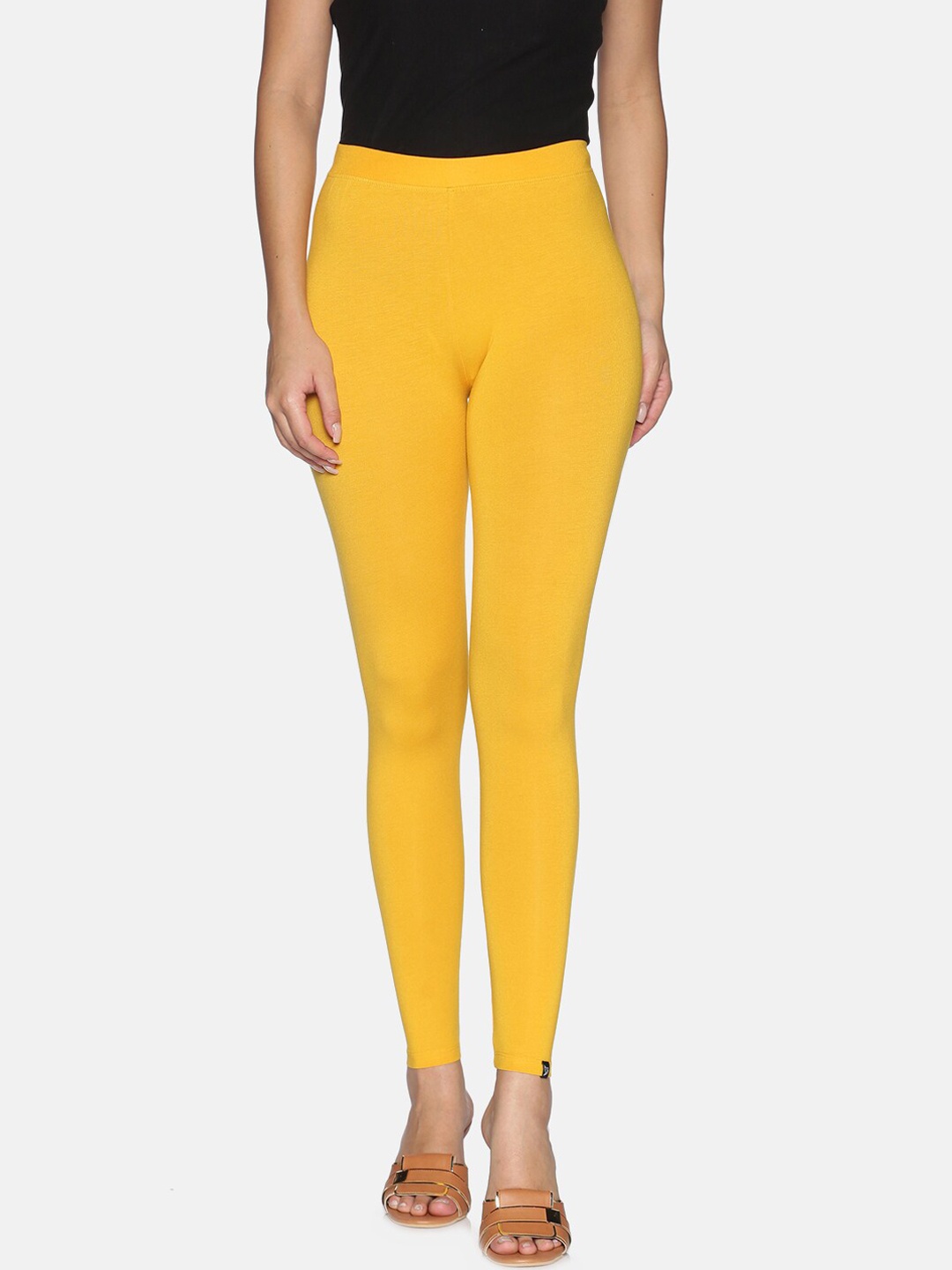 TWIN BIRDS Women Yellow Solid Ankle Length Leggings