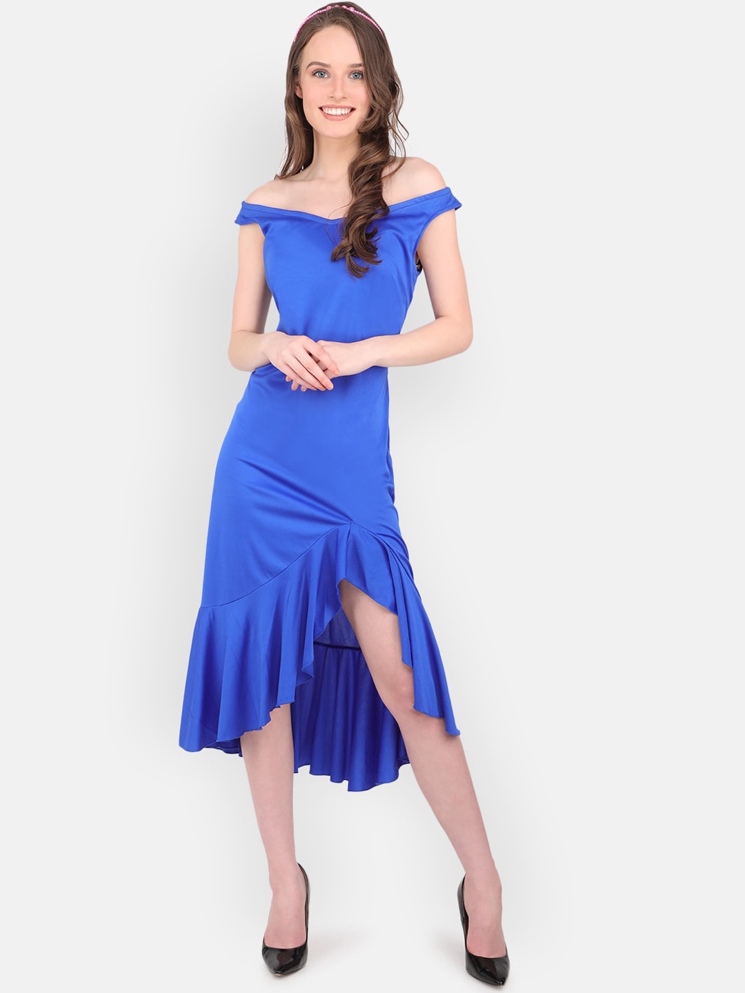

MARC LOUIS Women Blue Solid Sheath Dress