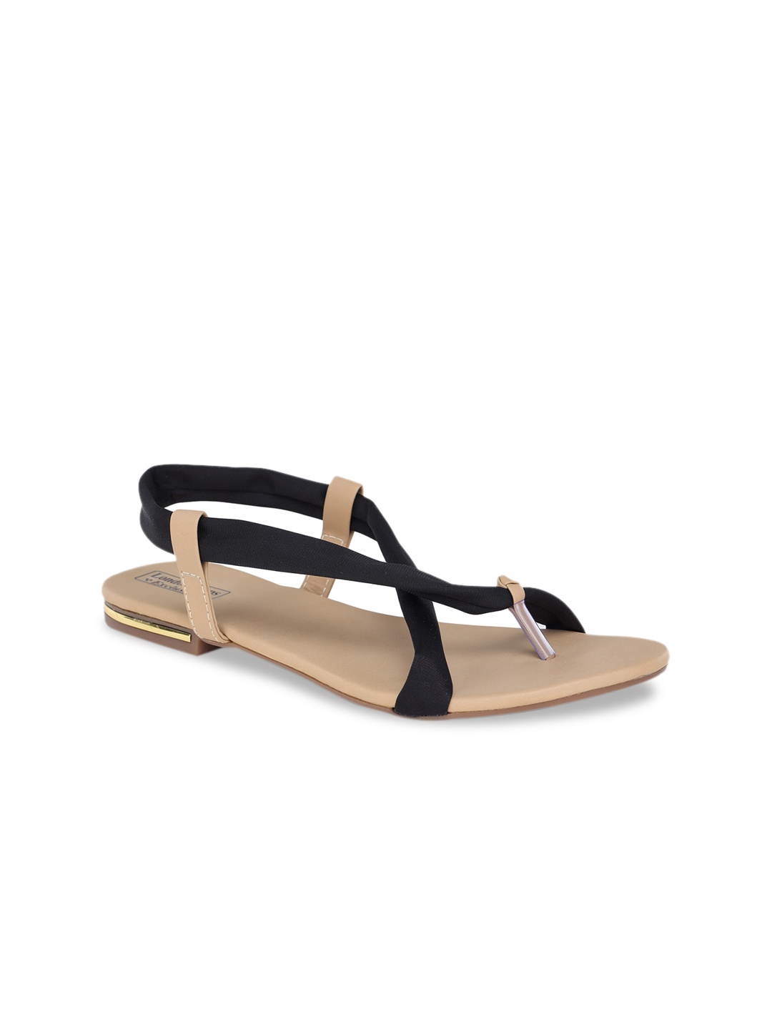

LONDON STEPS Women Black Solid Open Toe Flats