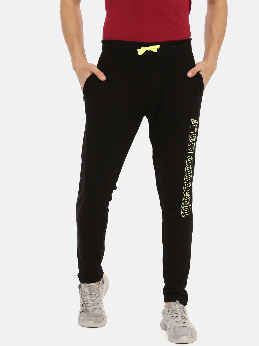 

3PIN Men Black Solid Cotton Track Pants