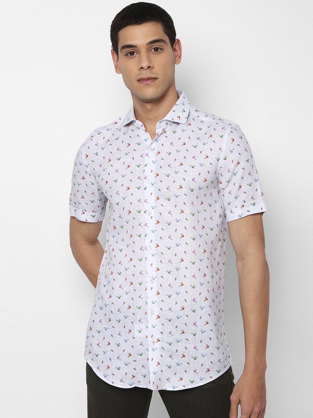 SIMON CARTER LONDON Men White Slim Fit Printed Casual Shirt