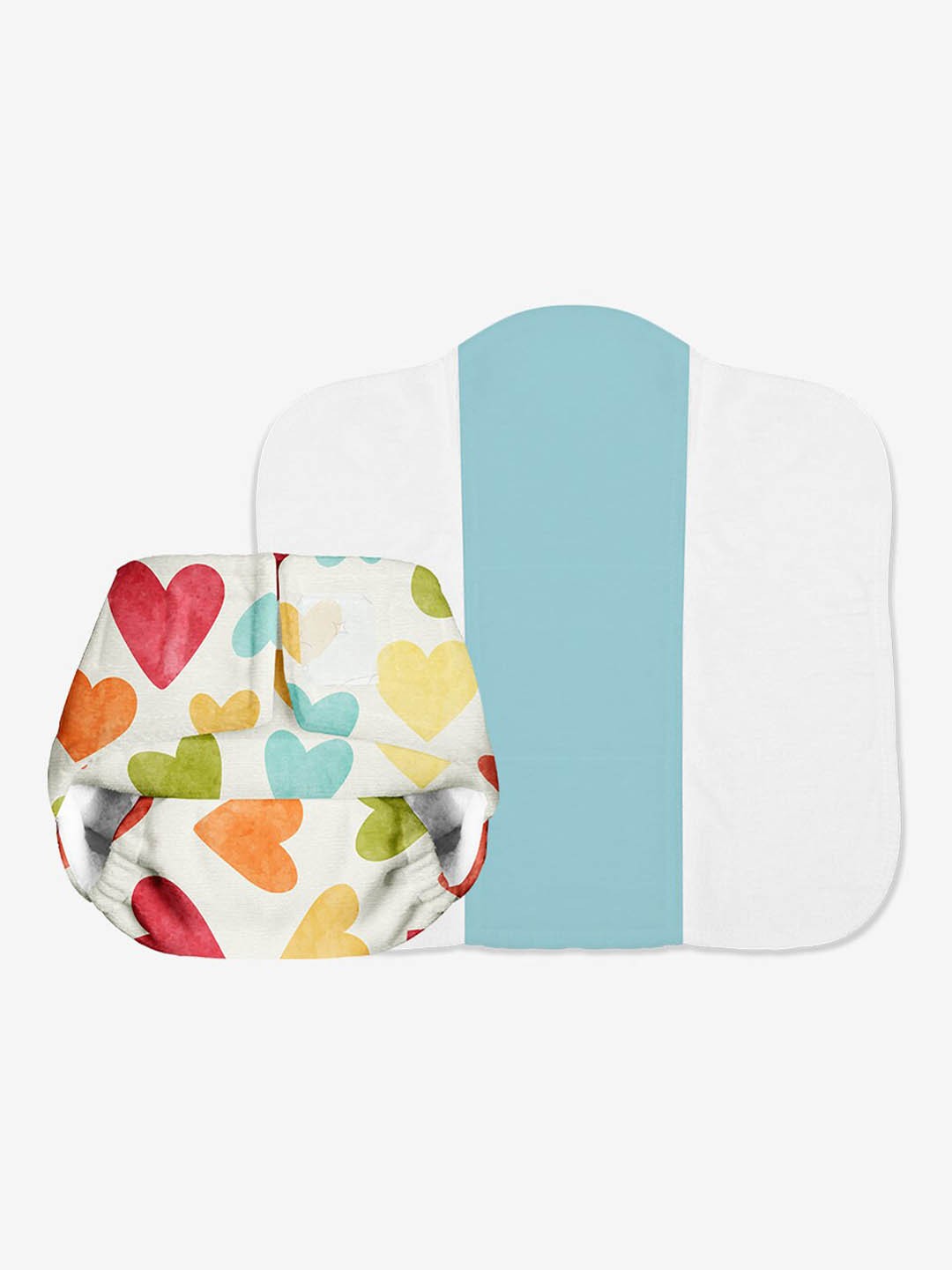 

SuperBottoms Newborn UNO Baby Hearts Printed Cloth Sustainable Diaper with 1 Dry Feel Pad, White