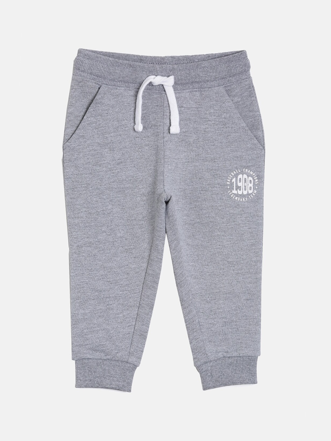 

3PIN Infant Boys Grey Melange Solid Cotton Joggers