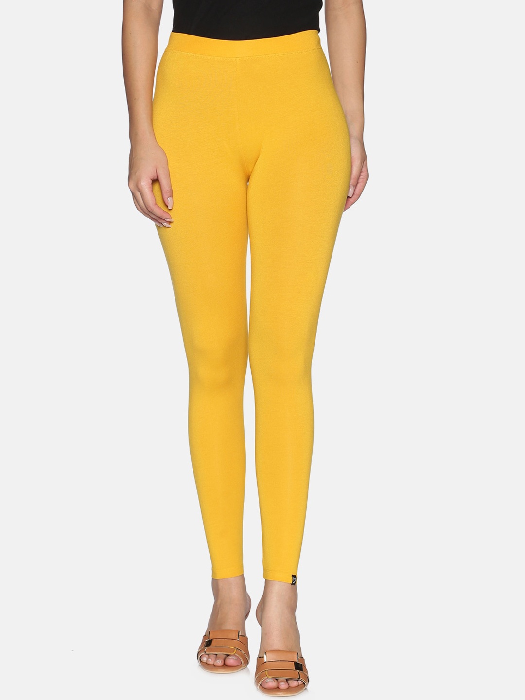 

TWIN BIRDS Women Yellow Solid Ankle Length Leggings