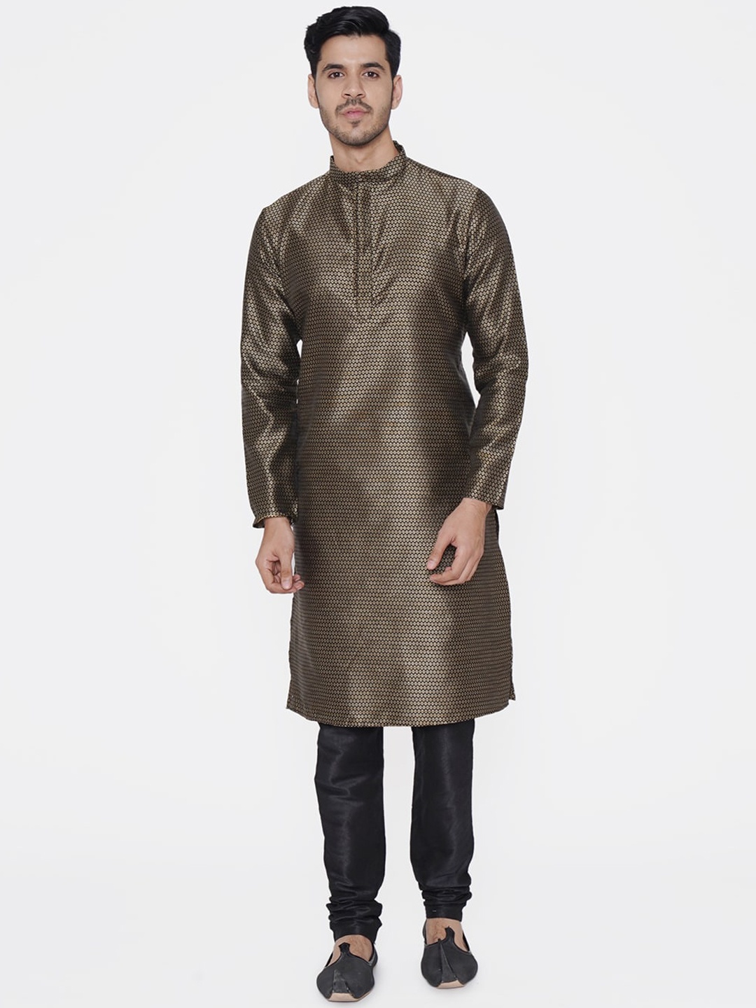 

TABARD Men Beige Jacquard Kurta