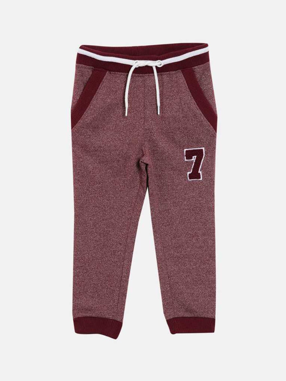 

3PIN Boys Maroon Solid Cotton Joggers