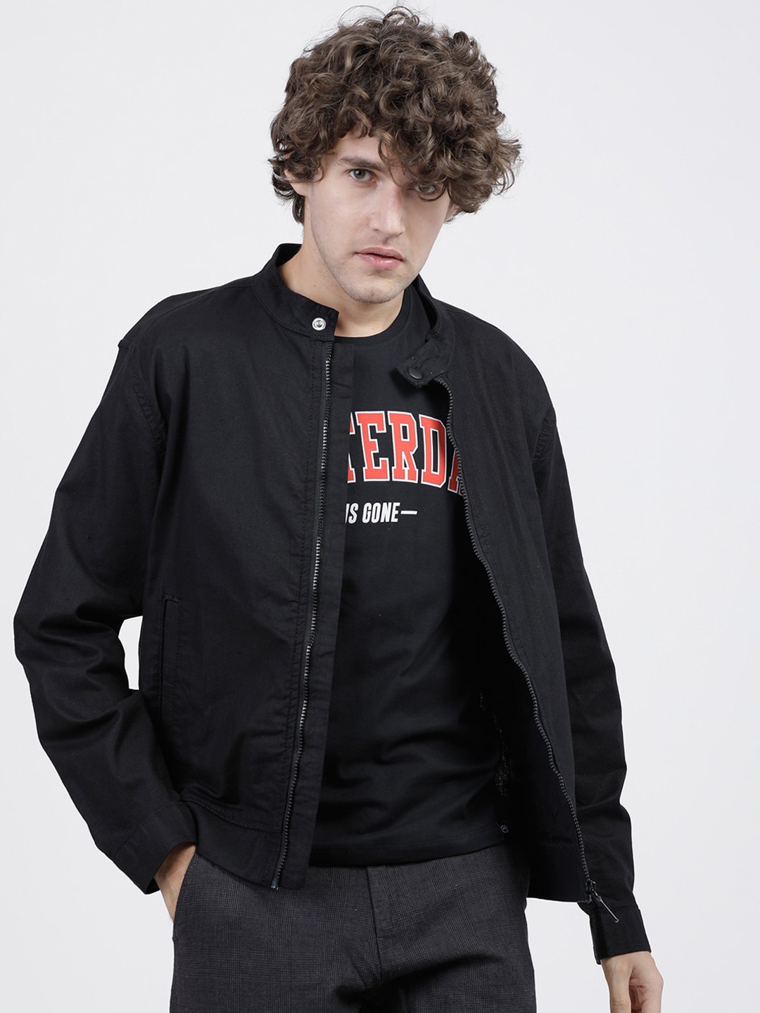 

HIGHLANDER Men Black Solid Bomber Jacket