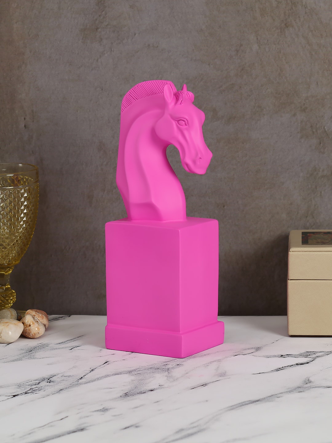 

India Circus by Krsnaa Mehta Fuchsia Pink Solid Horse Head Figurine Showpiece