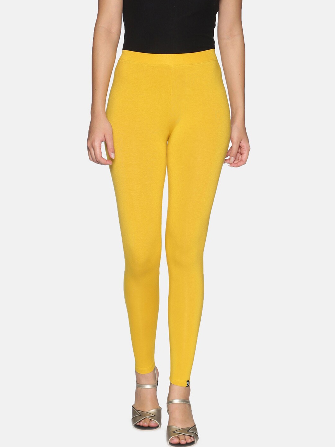 

TWIN BIRDS Women Yellow Solid Ankle Length Leggings