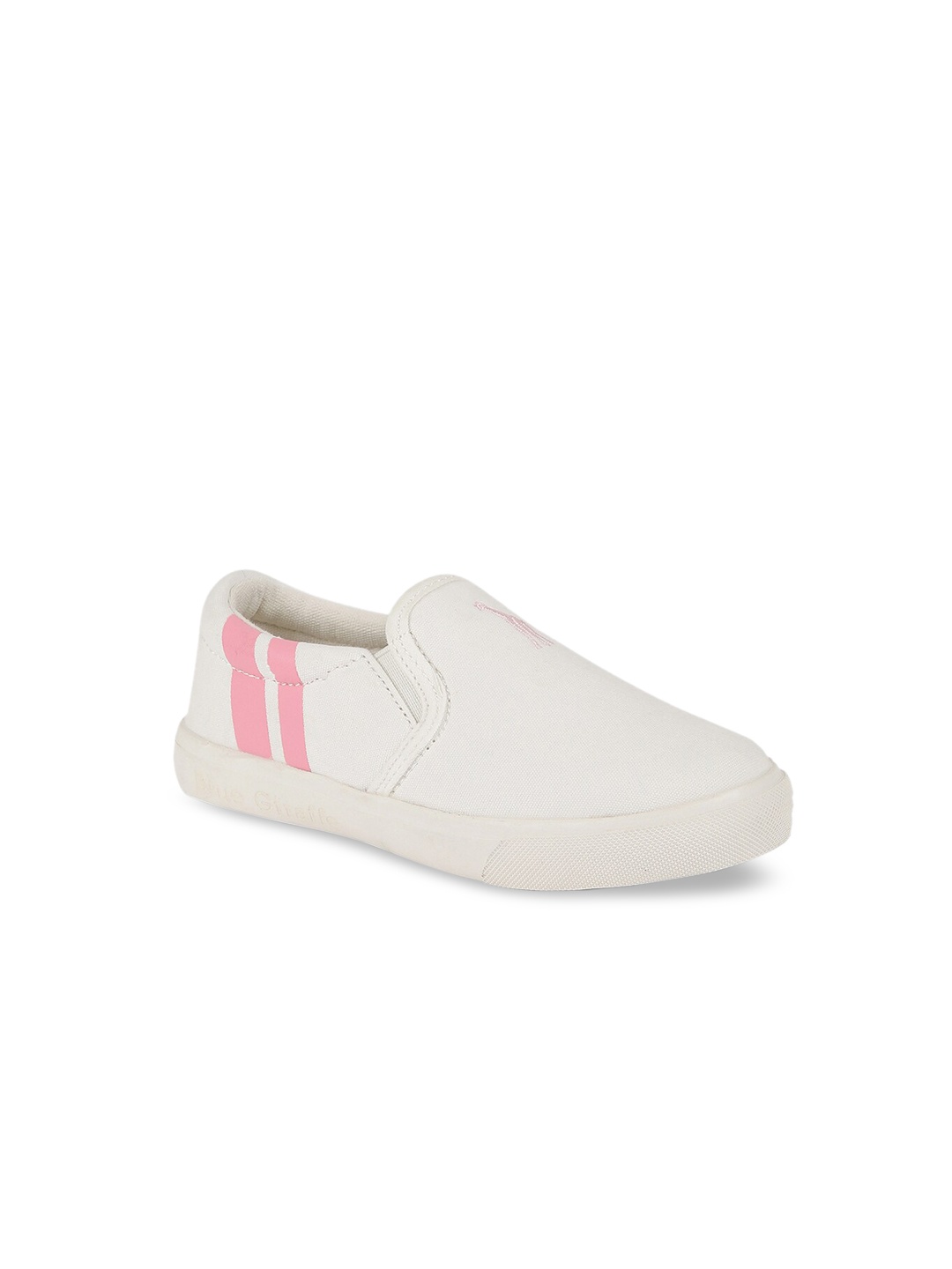 

Blue Giraffe Girls White Striped PU Slip-On Sneakers