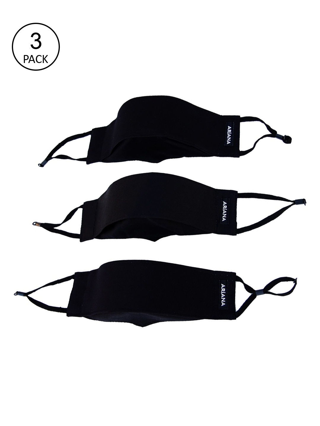 

Ariana Unisex Pack Of 3 Black Solid 7 Layer Cloth Masks