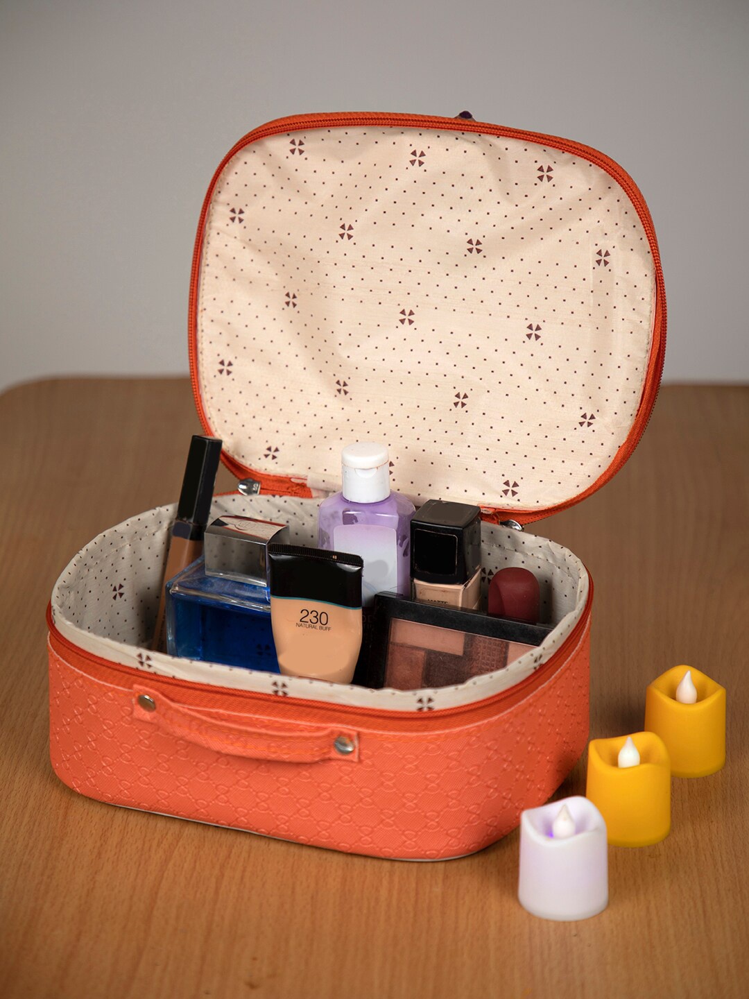 atorakushon Peach Textured Jewellery Travelling Vanity Organizer