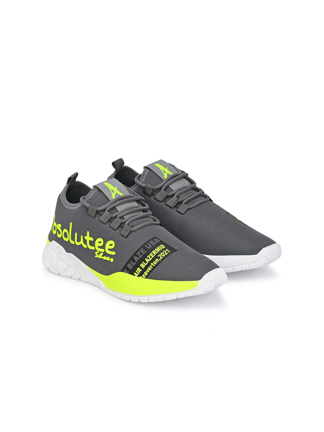 

Absolutee Shoes Men Grey Mesh Running Shoes