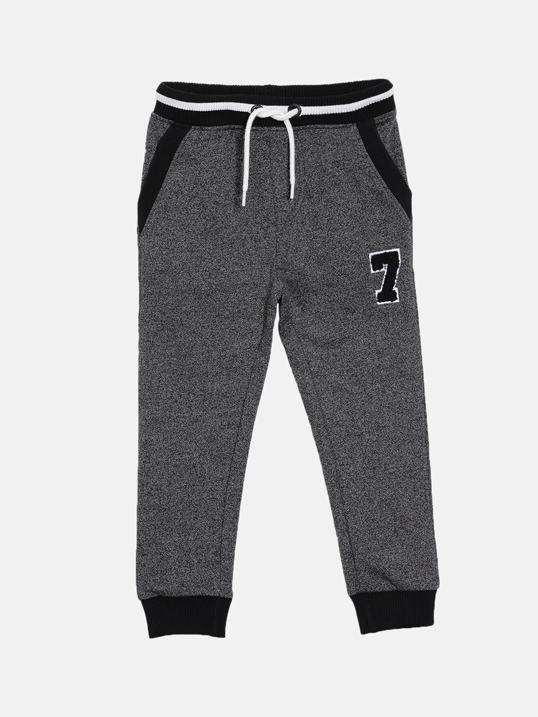 

3PIN Boys Charcoal Grey Solid Cotton Joggers