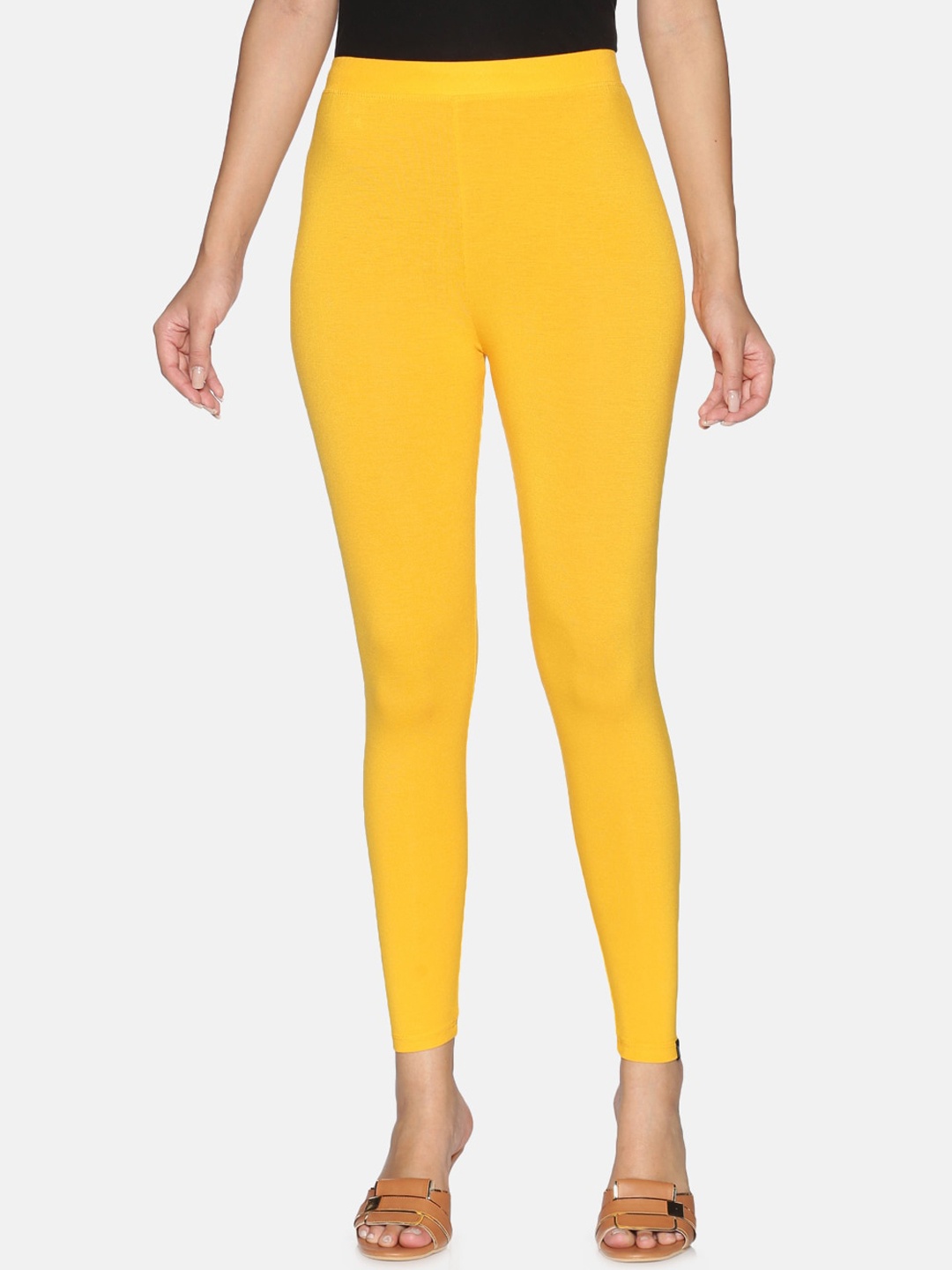 TWIN BIRDS Women Yellow Solid Ankle Length Leggings