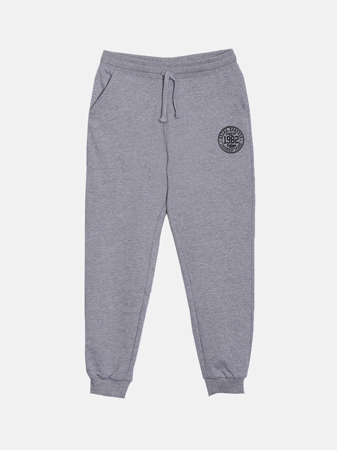 

3PIN Boys Grey Melange Solid Cotton Joggers