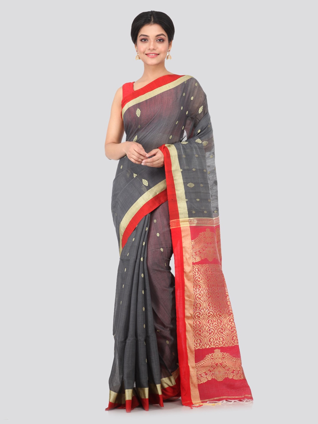 

PinkLoom Grey Woven Design Cotton Silk Handloom Saree