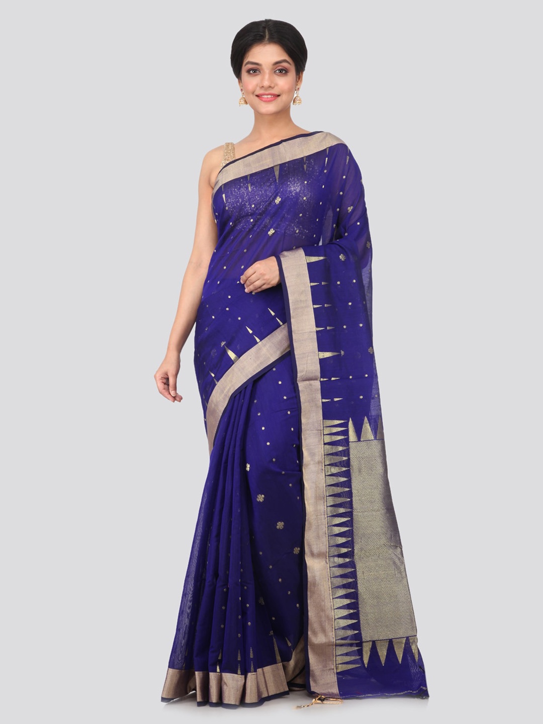 

PinkLoom Blue Woven Design Cotton Blend Handloom Sustainable Saree