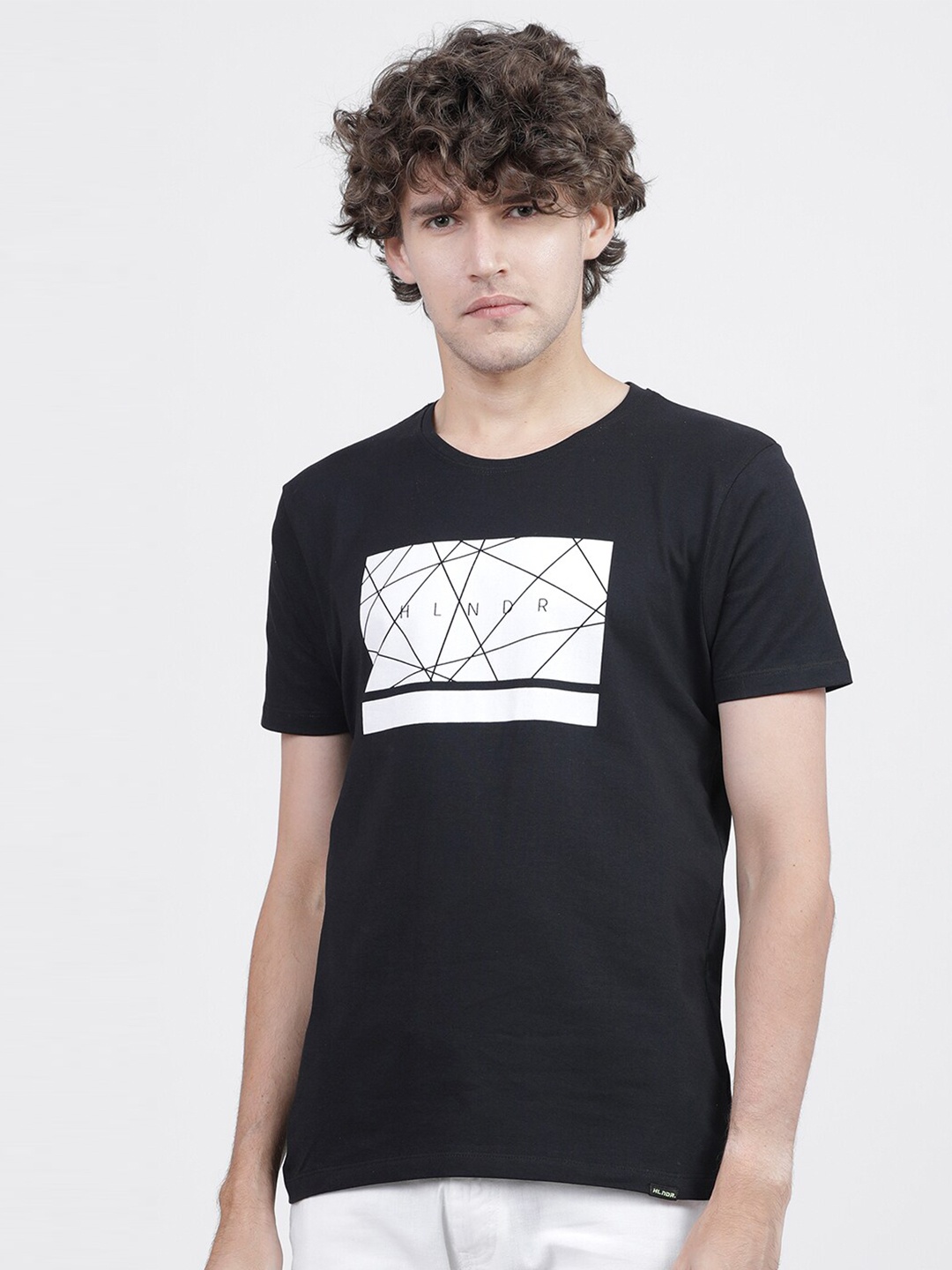 

HIGHLANDER Men Black Printed Round Neck T-shirt