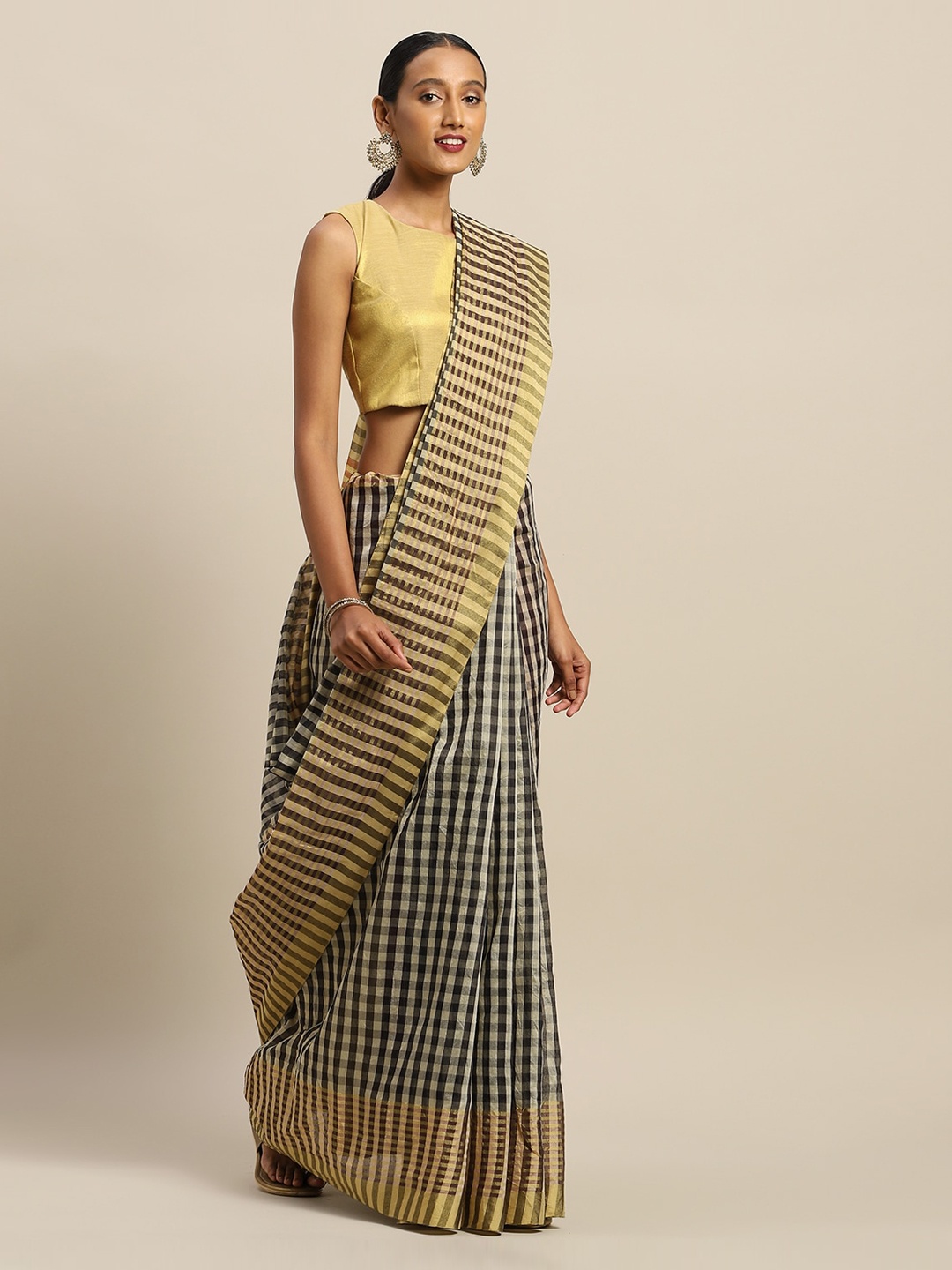 

Florence Multicoloured Checked Art Silk Saree, Multi