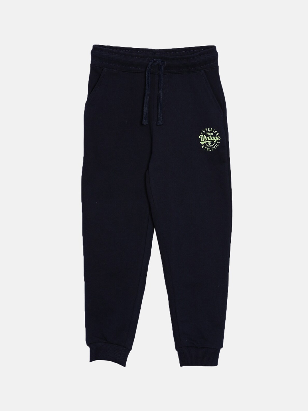 

3PIN Boys Navy Blue Solid Cotton Joggers