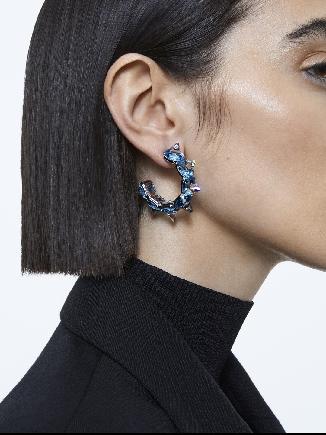 

SWAROVSKI Rhodium-Plated Blue Chroma Hoop Earrings