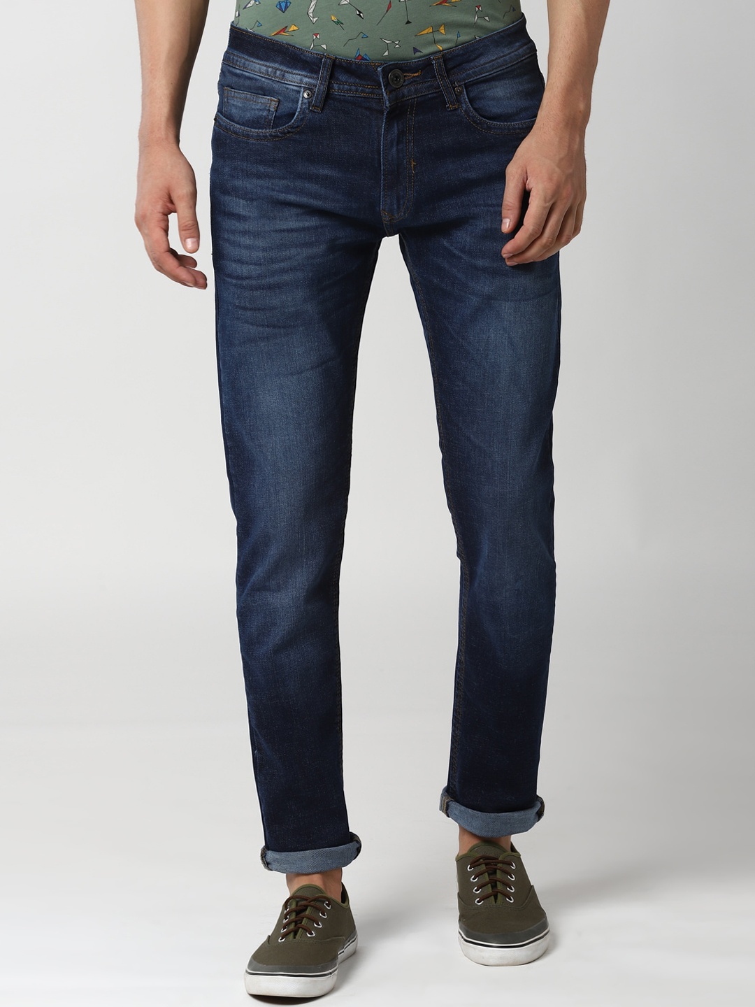 

Peter England Casuals Men Navy Blue Slim Fit Light Fade Jeans