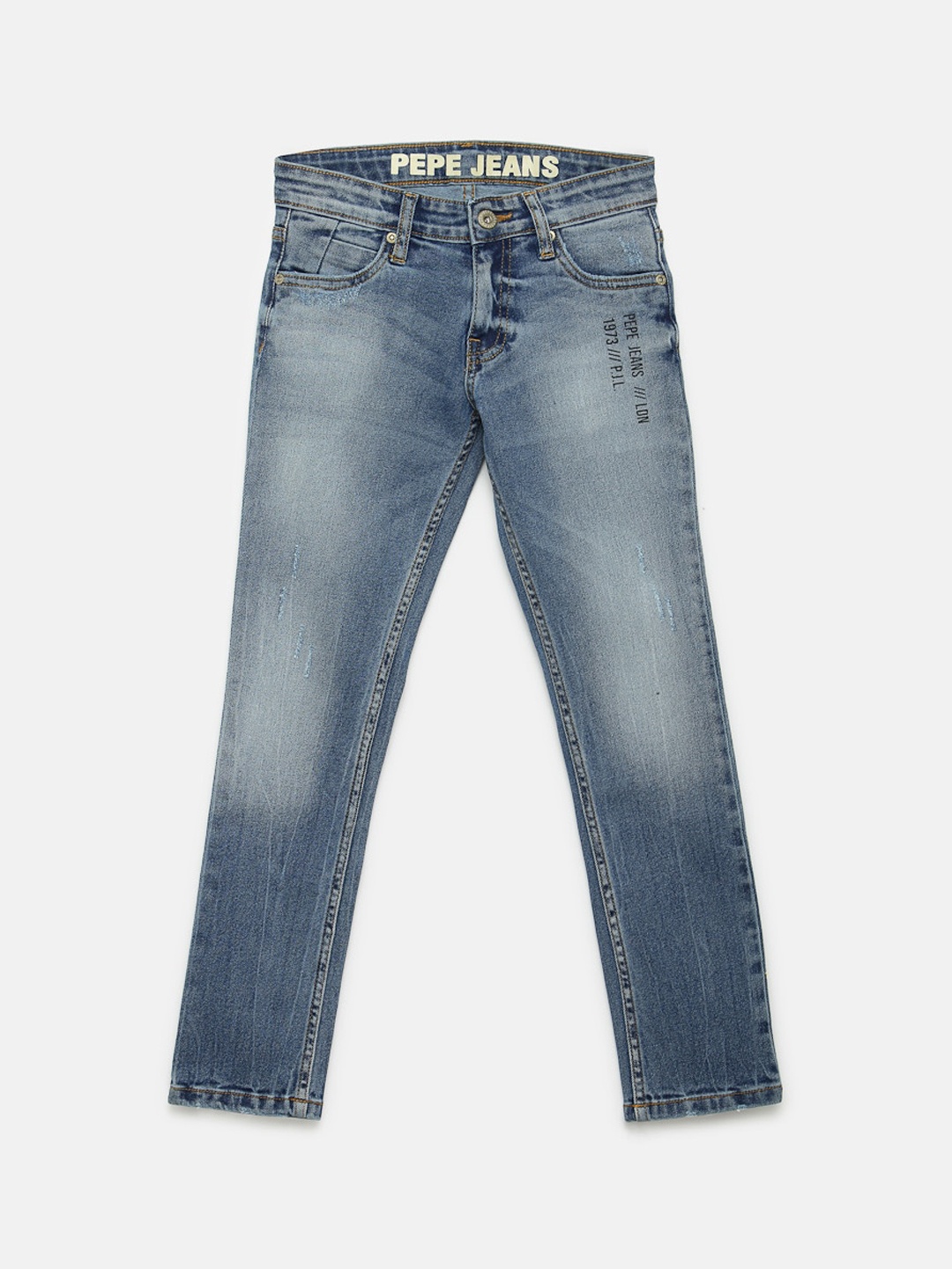 

Pepe Jeans Boys Blue Slim Fit Mid-Rise Clean Look Stretchable Jeans
