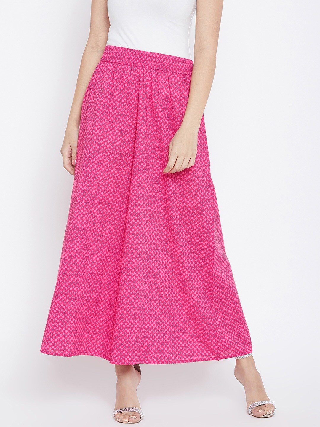 

PANIT Women Pink Printed Wide Leg Palazzos
