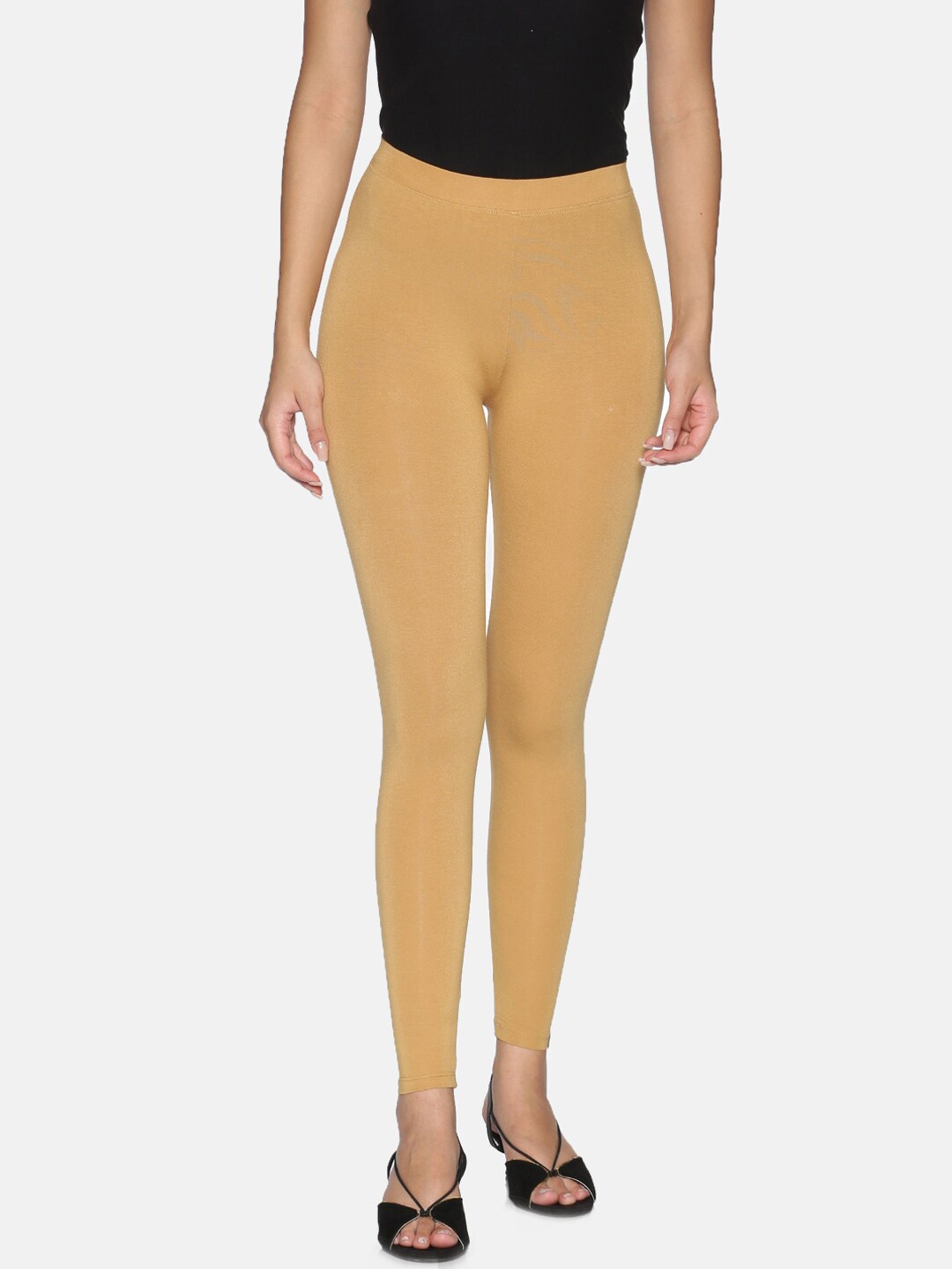 

TWIN BIRDS Women Beige Solid Ankle Length Leggings