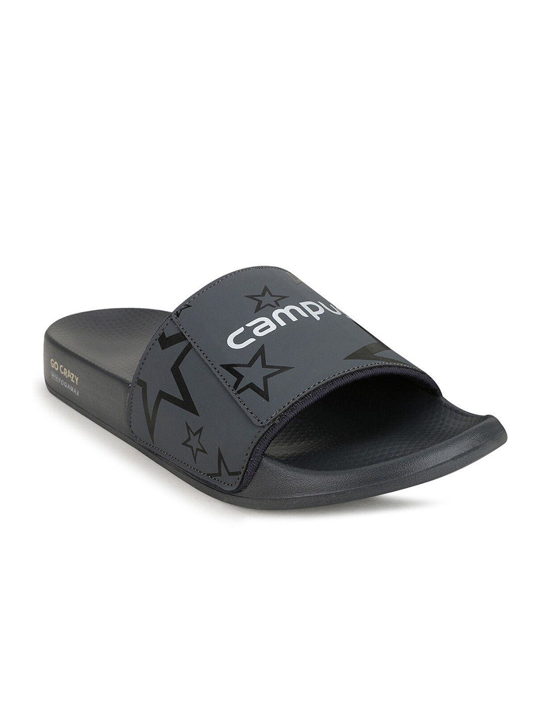 

Campus Men Grey & Black Printed Sliders