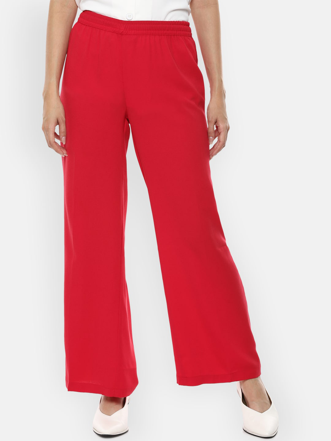 

Van Heusen Woman Women Red Regular Fit Solid Parallel Trousers
