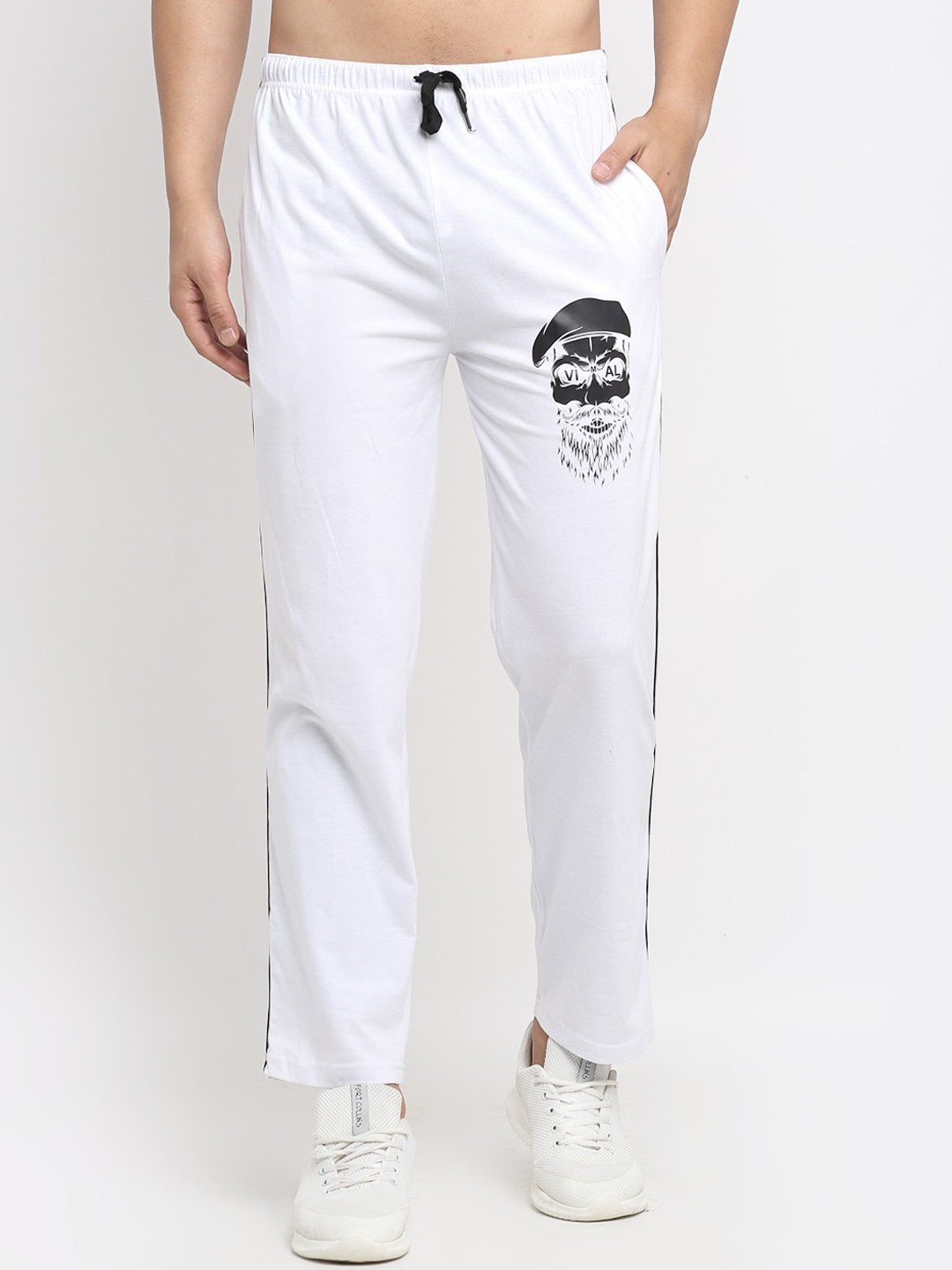 

VIMAL JONNEY Men White & Black Printed Track Pants