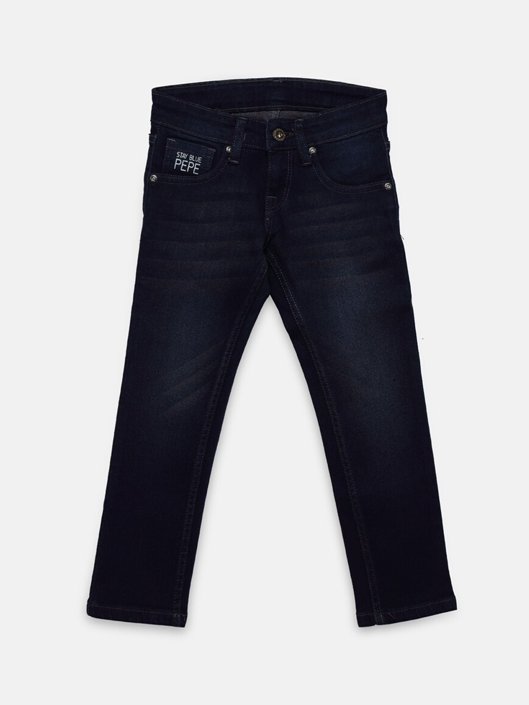 

Pepe Jeans Boys Navy Blue Slim Fit Mid-Rise Clean Look Stretchable Jeans