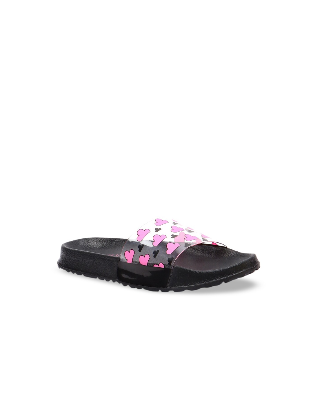 

FOREVER 21 Women Black & Pink Printed Sliders
