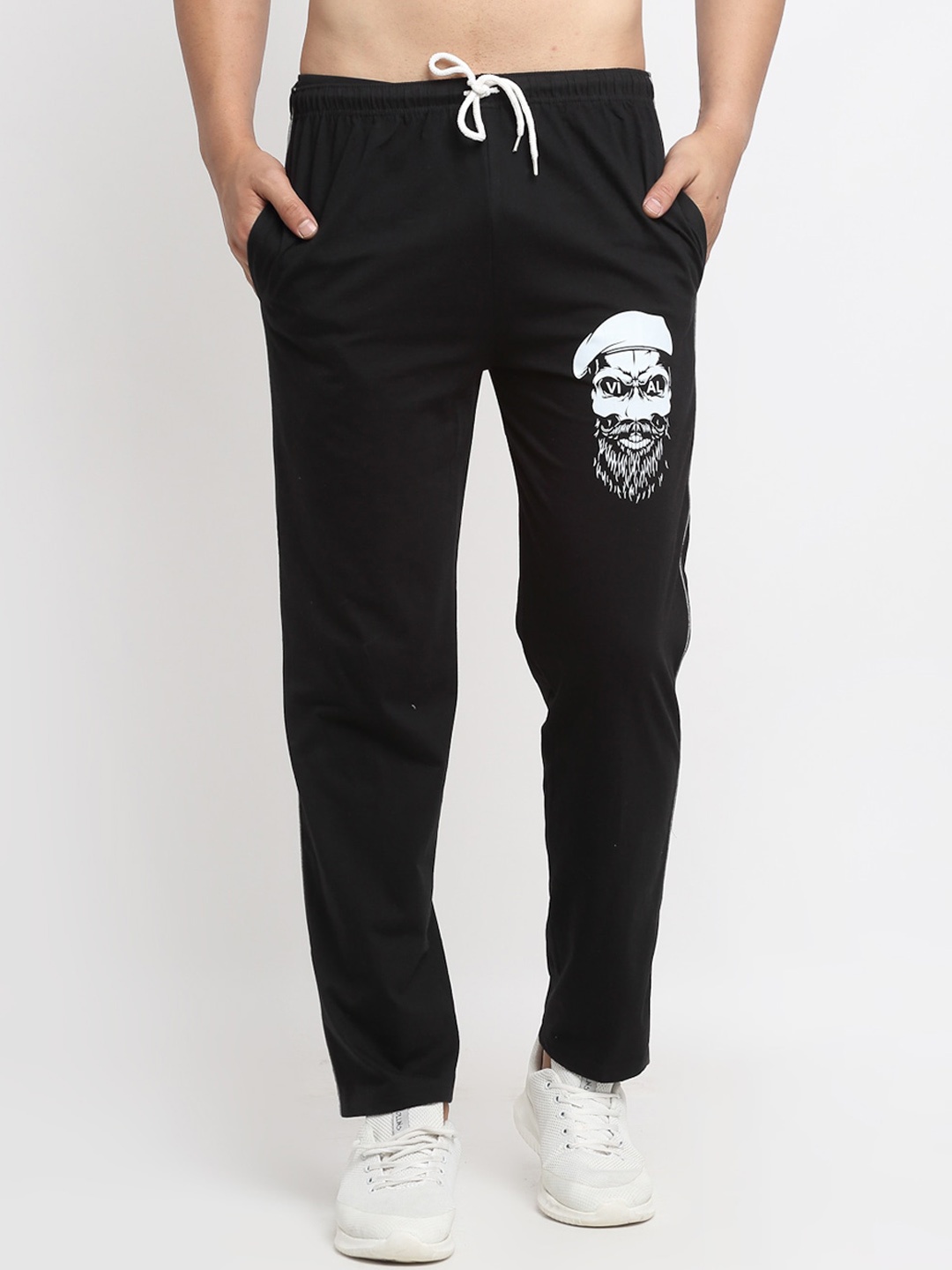

VIMAL JONNEY Men Black & White Printed Track Pants