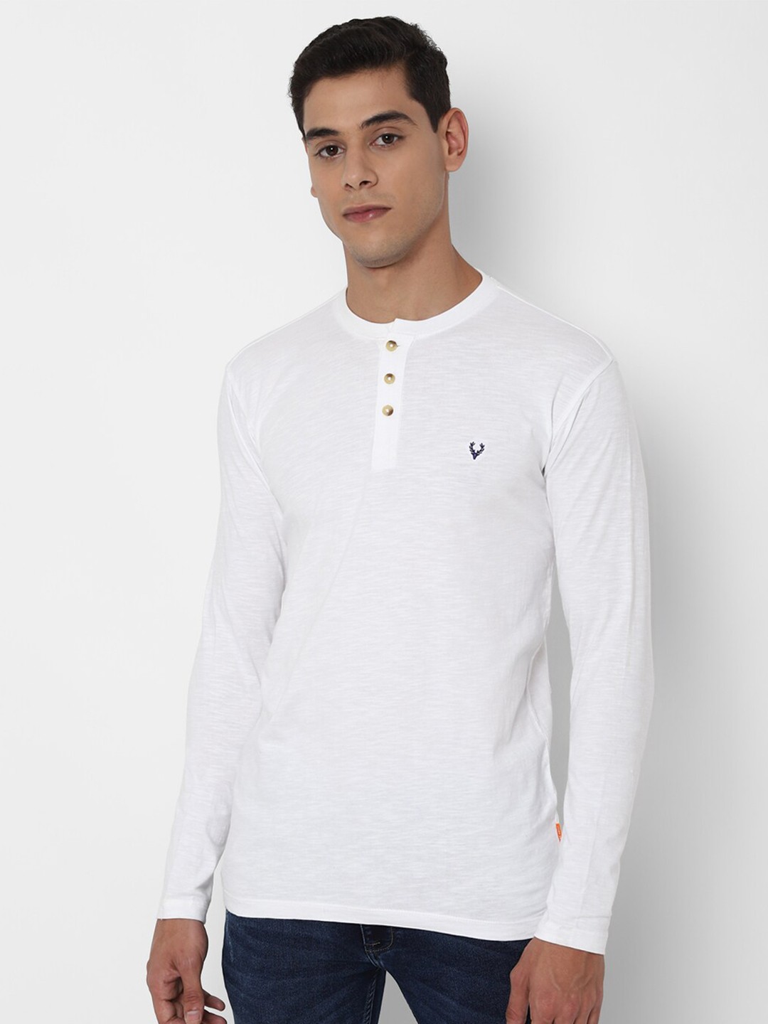 

Allen Solly Sport Men White Solid Pure Cotton Henley Neck Pure Cotton T-shirt