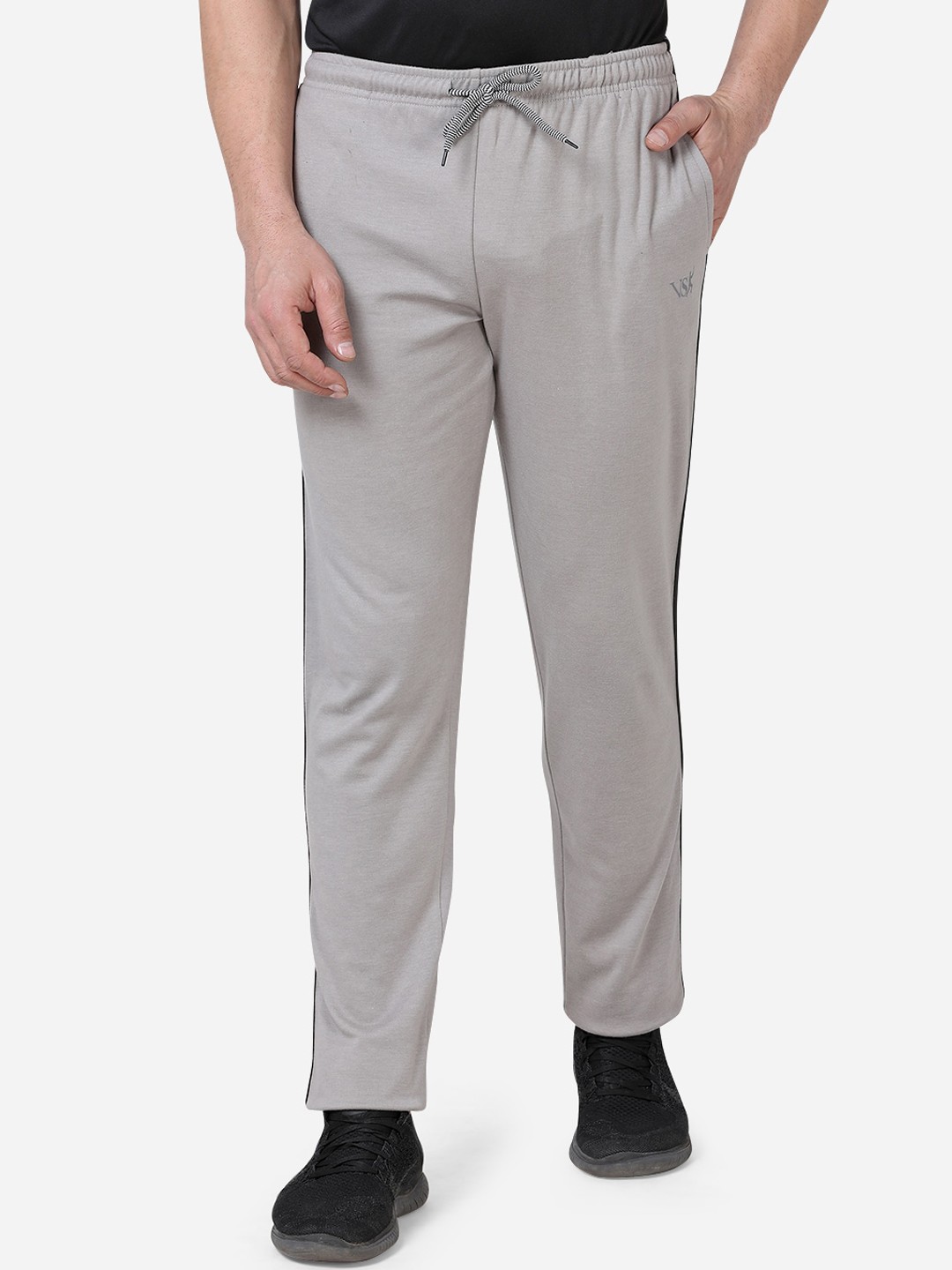 

VS by Sehwag by Sehwag Men Grey Solid Interlock Straight-Fit Dry-Fit Track Pants