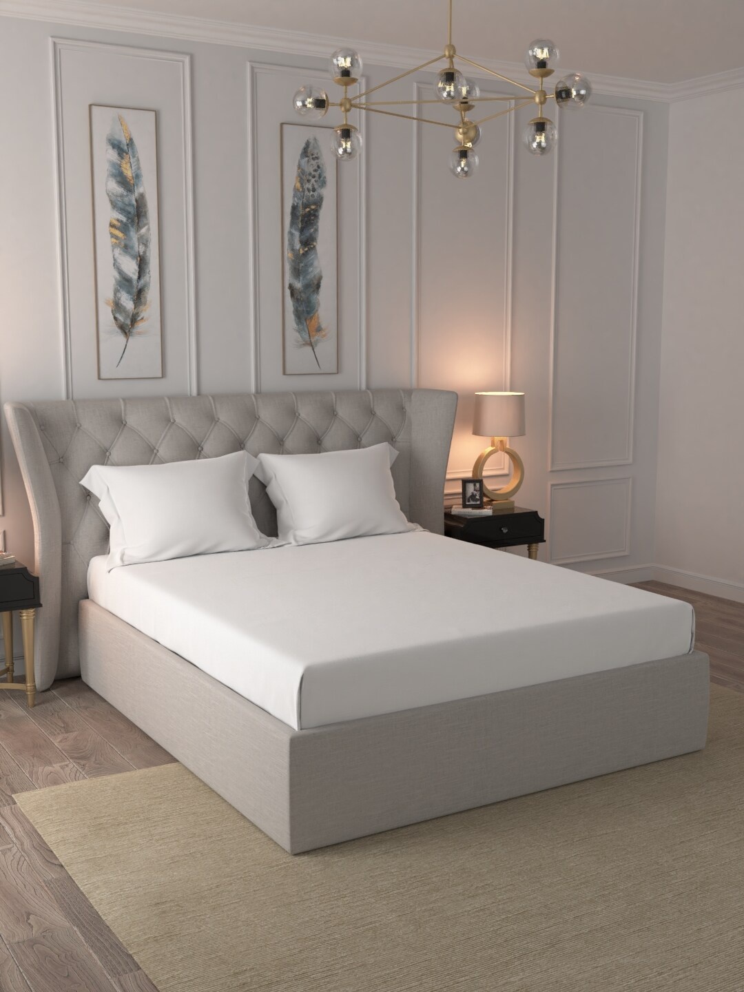 

Trident White Solid 300 TC Cotton 1 King Bedsheet with 2 Pillow Covers