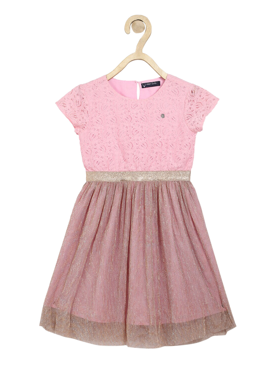 

Allen Solly Junior Girls Peach-Coloured & Mauve Self Design A-Line Dress