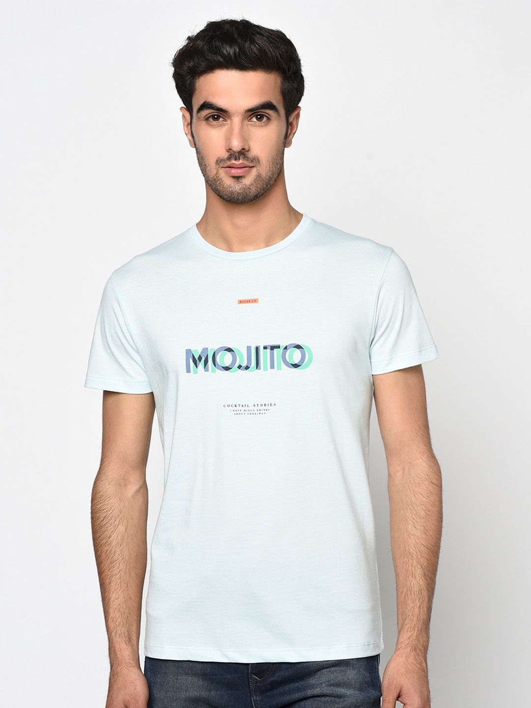

Octave Men Blue Printed Round Neck T-shirt