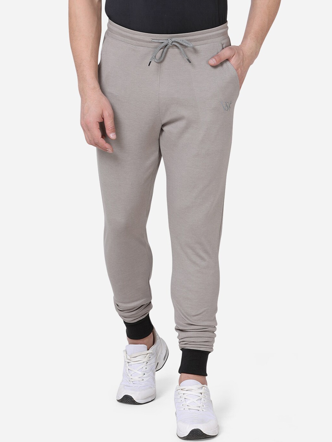 

VS by Sehwag Men Grey Solid Slim-Fit Joggers