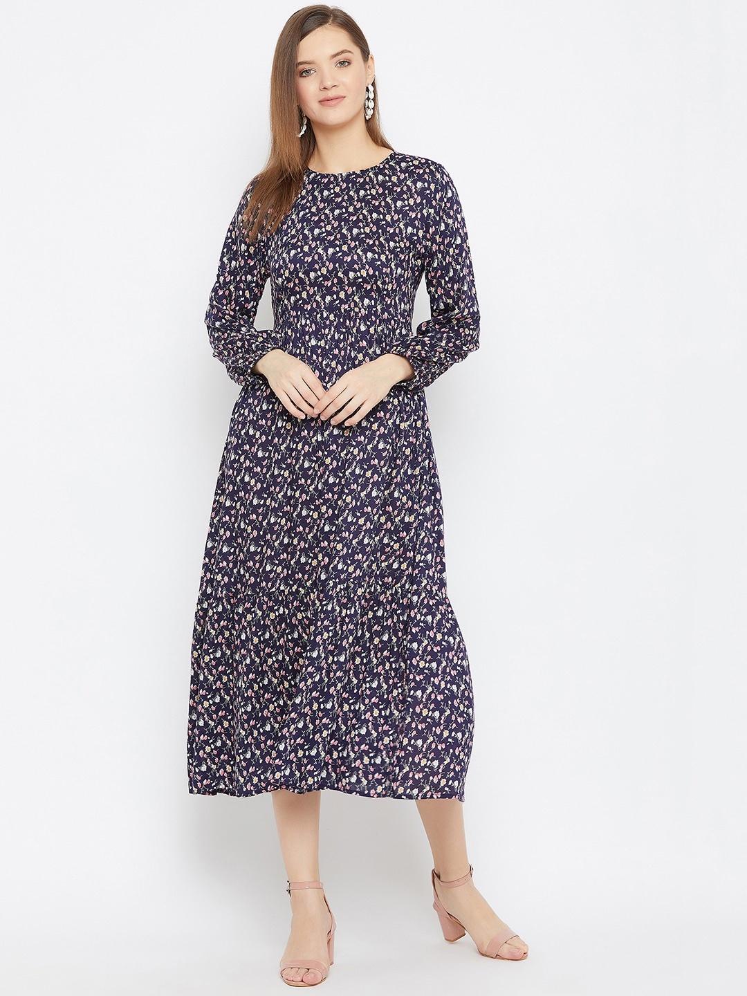 

Color Cocktail Women Blue Printed A-Line Dress