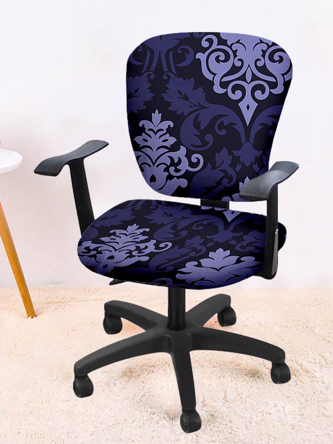 

Cortina Set Of 8 Navy Blue & Lavender Printed Chair Covers