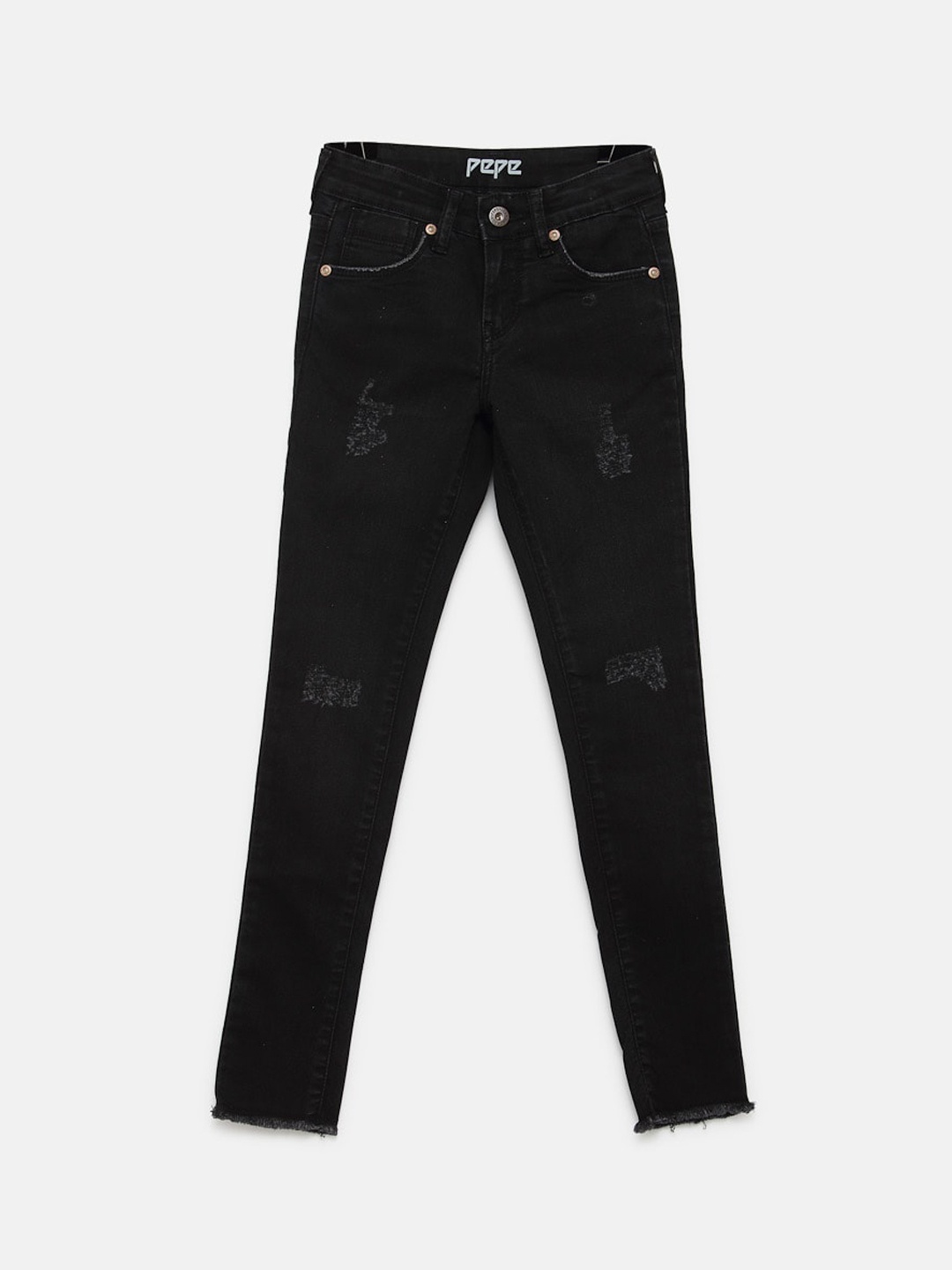 

Pepe Jeans Girls Black Skinny Fit Mid-Rise Clean Look Stretchable Jeans